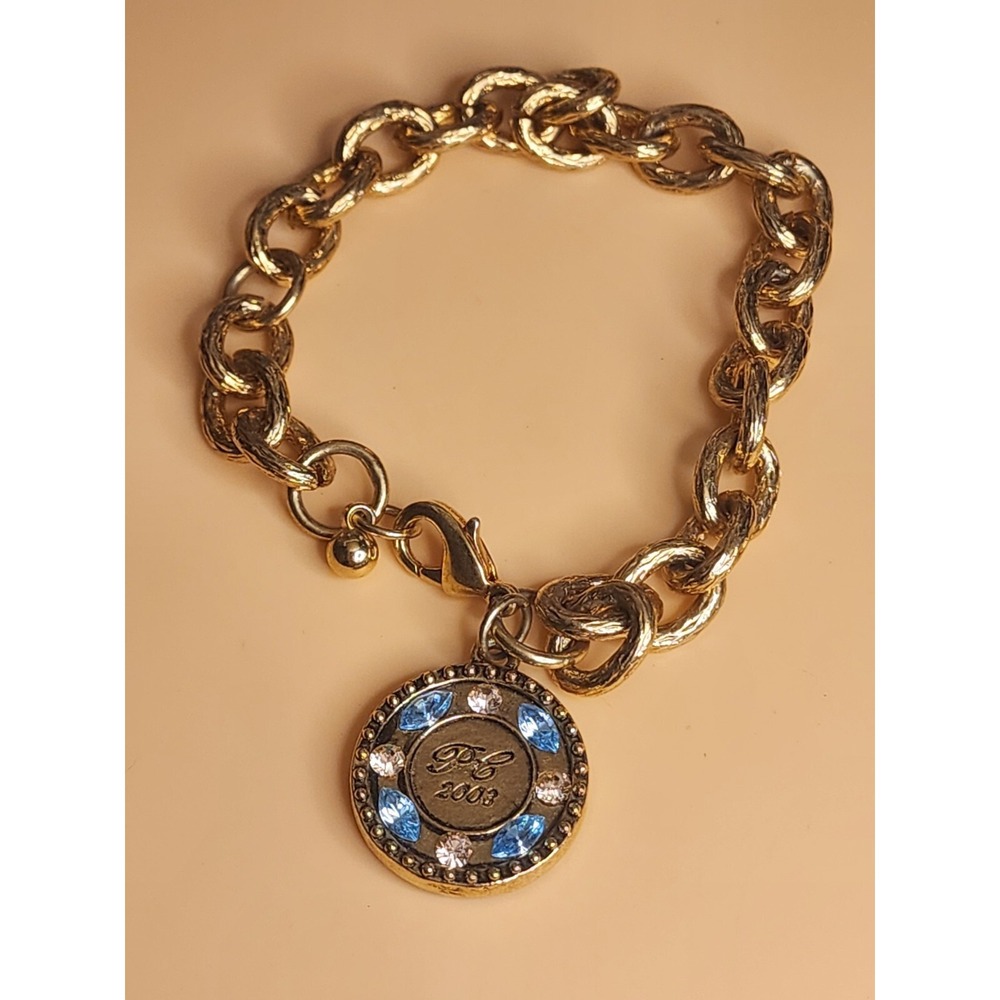 Avon President's Club Recognition 2003 Charm Bracelet 8" Gold Tone FREE $HIPPING